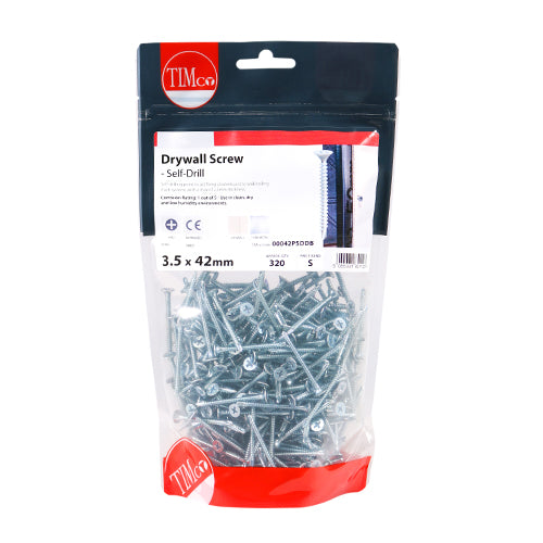 S/Drill Drywall Screw PH2 -BZP - 3.5 x 42 | TIMbag of 320