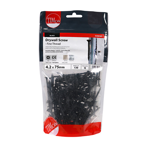 Drywall Screw PH2 - BLK - 4.2 x 75 | TIMbag of 130