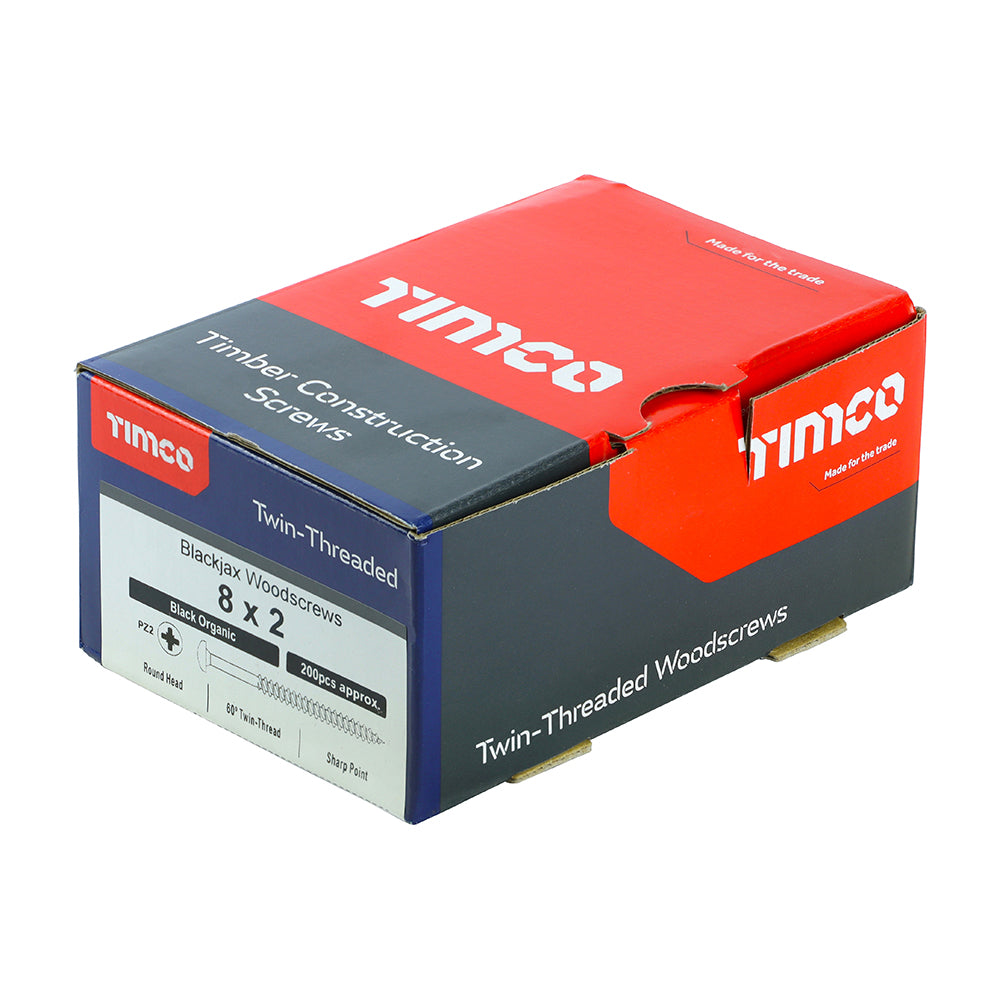 Blackjax Screw PZ2 RND Black - 8 x 2 | Box of 200