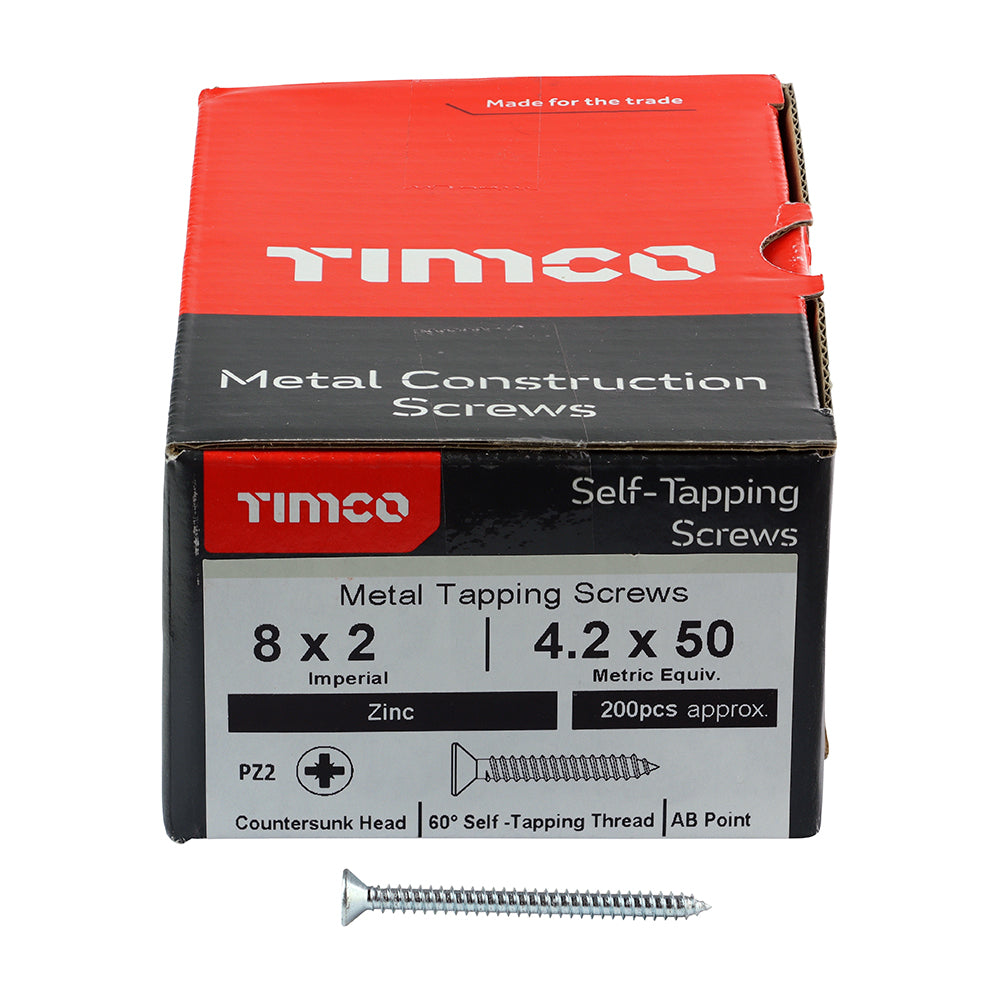 S/Tapping Screw PZ2 CSK Zinc - 8 x 2 | Box of 200