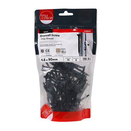 Drywall Screw PH2 - BLK - 4.8 x 90 | TIMbag of 70