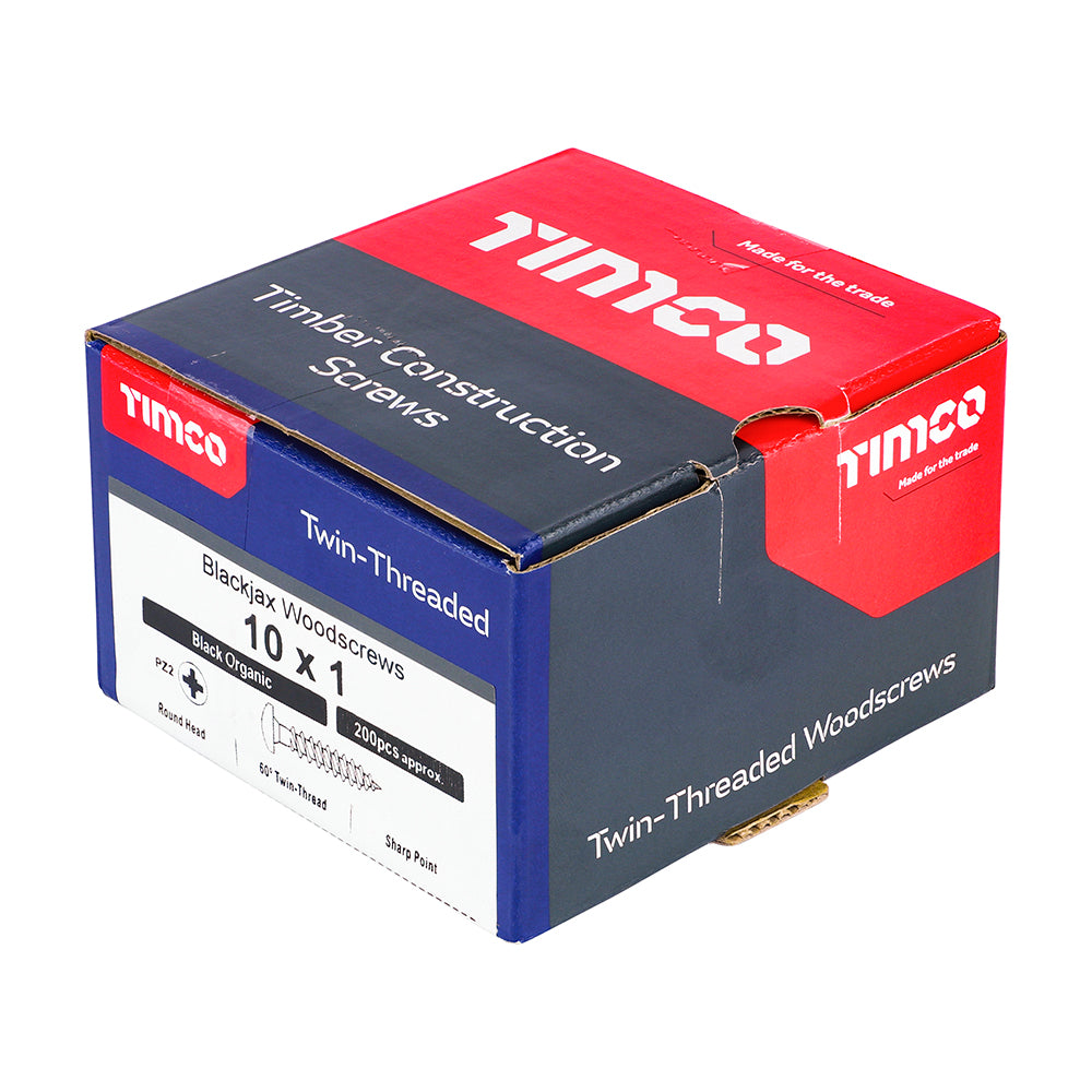 Blackjax Screw PZ2 RND Black - 10 x 1 | Box of 200