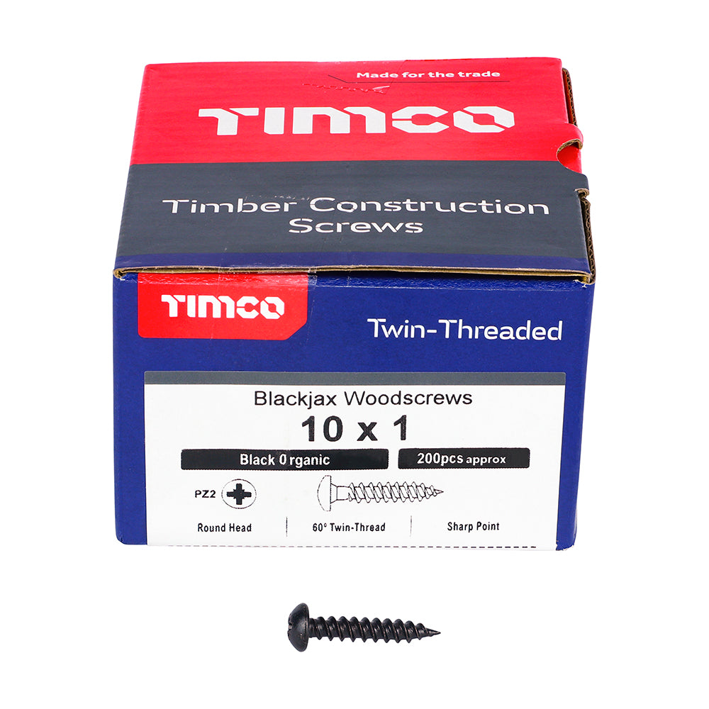 Blackjax Screw PZ2 RND Black - 10 x 1 | Box of 200