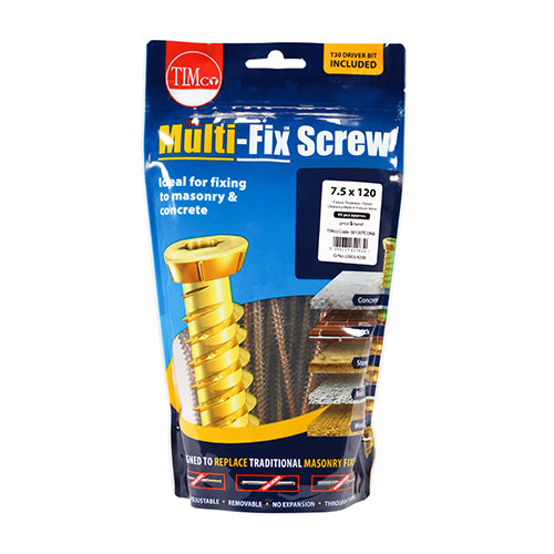 Multi-Fix Concrete Screw - ZYP - 7.5 x 120 | TIMpac of 3