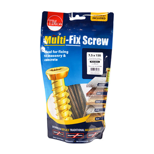 Multi-Fix Concrete Screw - ZYP - 7.5 x 150 | TIMpac of 2