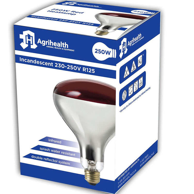 Agrihealth incandescent bulb packaging with bulb image on a white background