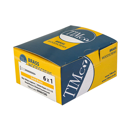 Brass Timber Screw SLOT CSK - 2 x 3/8 | Box of 200