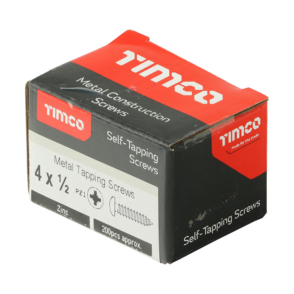 S/Tapping Screw PZ1 PAN Zinc - 4 x 1/2 | Box of 200