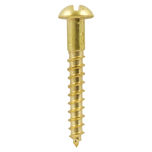 Brass Timber Screw SLOT RND - 4 x 1/2 | Box of 200