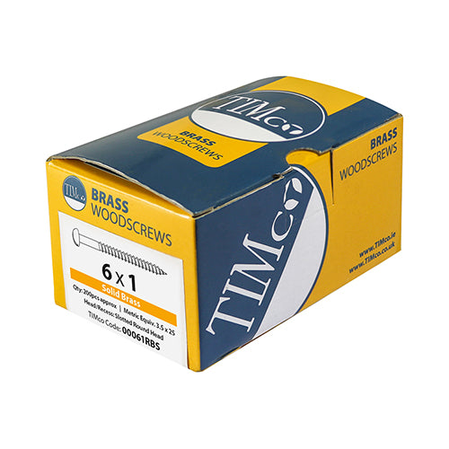 Brass Timber Screw SLOT RND - 4 x 1/2 | Box of 200