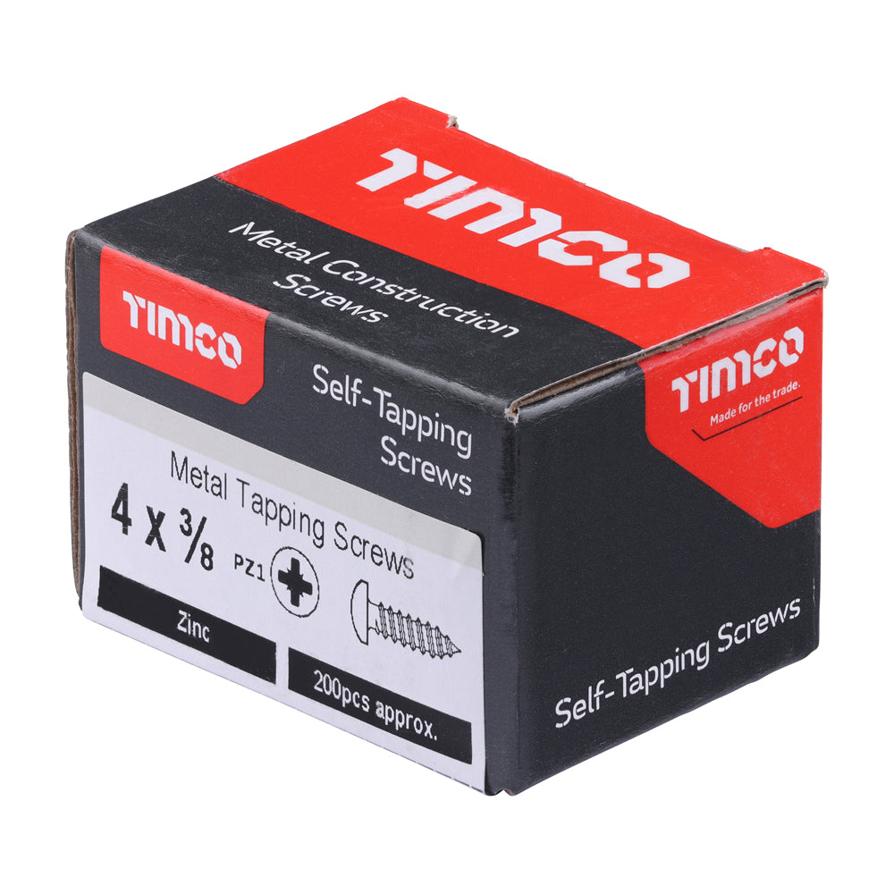 S/Tapping Screw PZ1 PAN Zinc - 4 x 3/8 | Box of 200