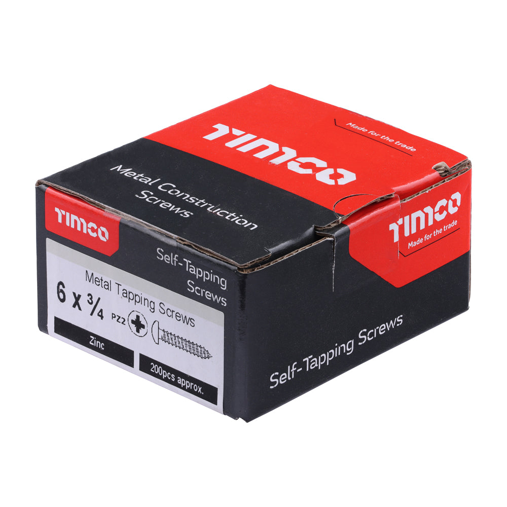 S/Tapping Screw PZ2 PAN Zinc - 6 x 3/4 | Box of 200