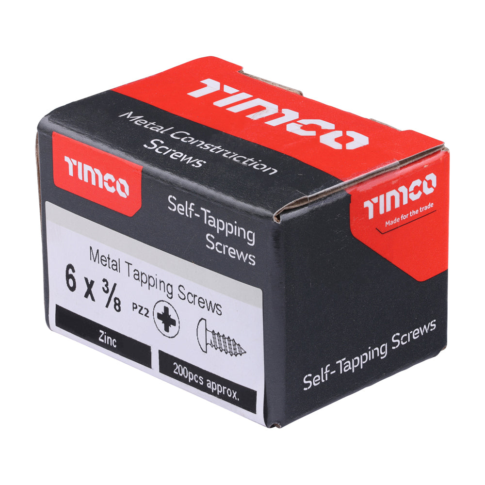 S/Tapping Screw PZ2 PAN Zinc - 6 x 3/8 | Box of 200