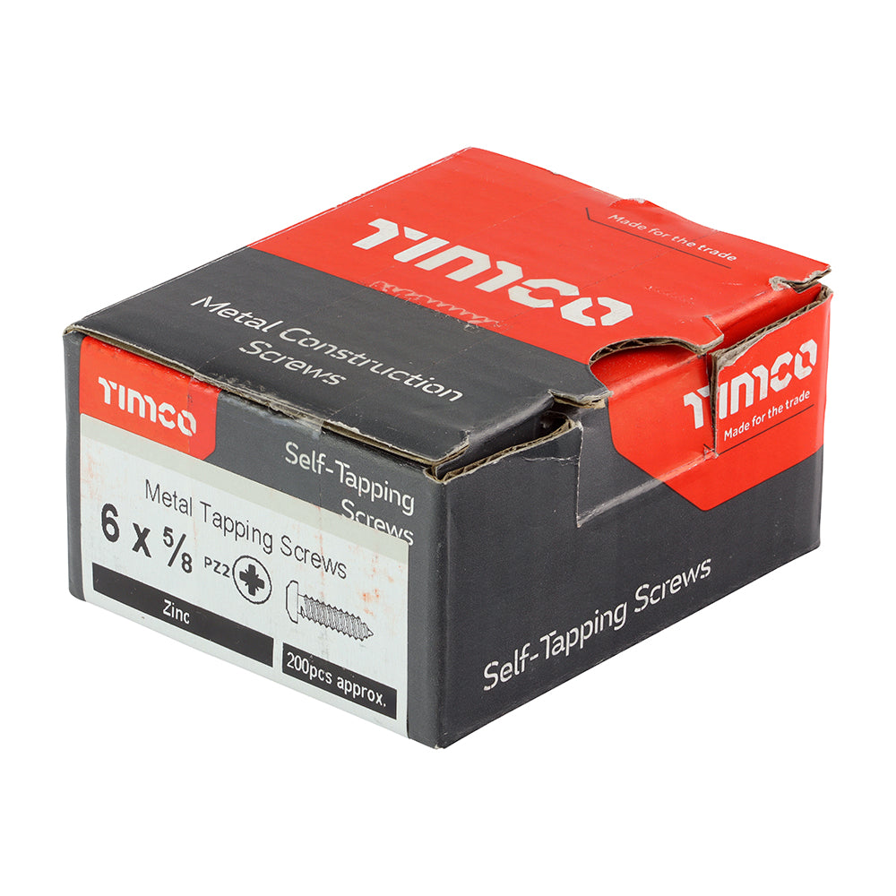 S/Tapping Screw PZ2 PAN Zinc - 6 x 5/8 | Box of 200