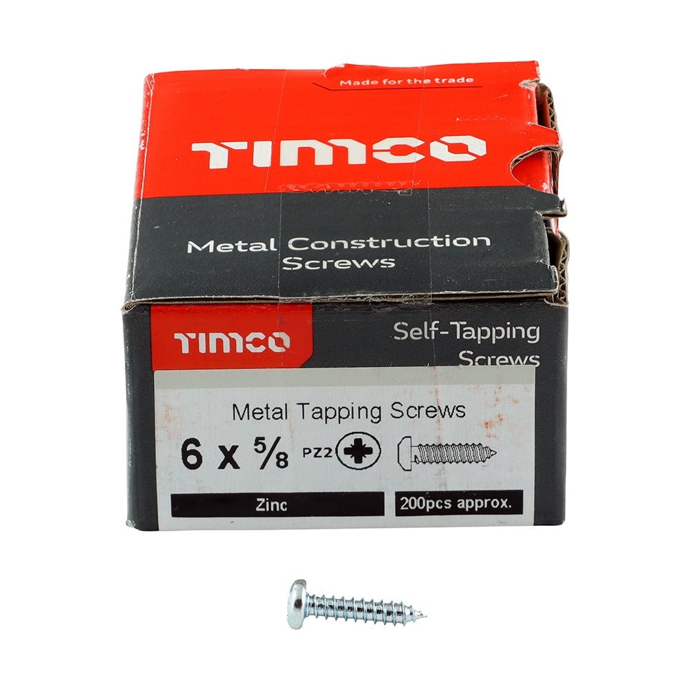 S/Tapping Screw PZ2 PAN Zinc - 6 x 5/8 | Box of 200