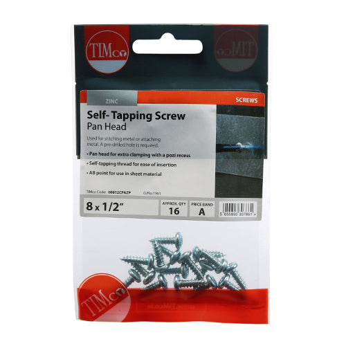 S/Tapping Screw PZ2 PAN - BZP - 8 x 1/2 | TIMpac of 16