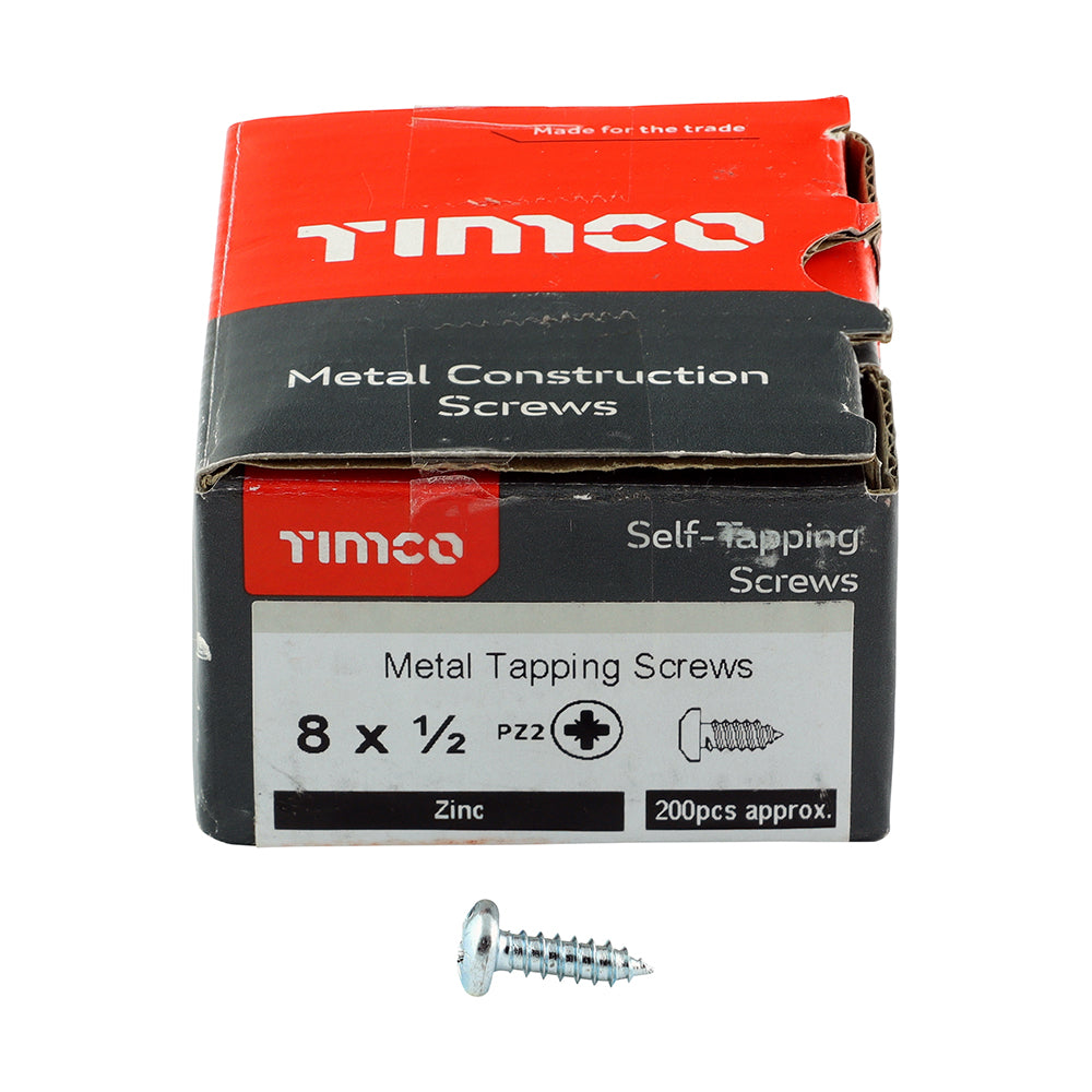 S/Tapping Screw PZ2 PAN Zinc - 8 x 1/2 | Box of 200