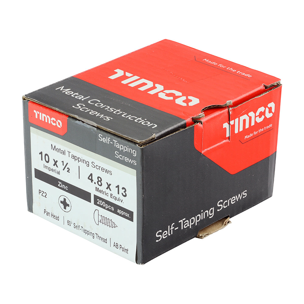 S/Tapping Screw PZ2 PAN Zinc - 10 x 1/2 | Box of 200