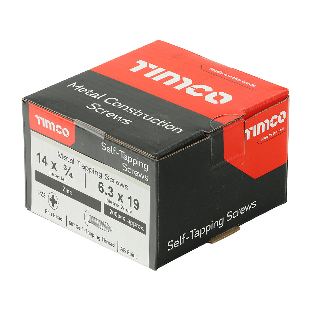 S/Tapping Screw PZ3 PAN Zinc - 14 x 3/4 | Box of 200