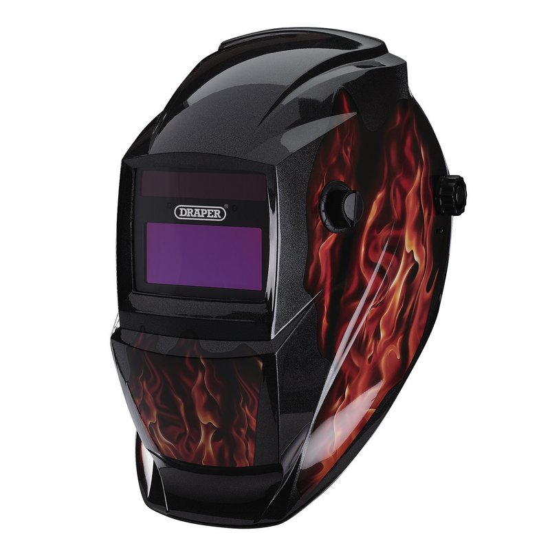 Draper Auto-Darkening Welding Helmet, Red Flames Draper Tools