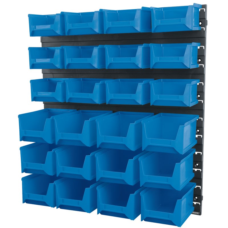 Draper 24 Bin Wall Storage Unit, Small/Medium Bins