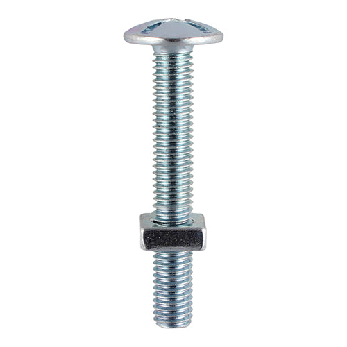 Roofing Bolt & SQ Nut - BZP - M6 x 80 | TIMbag of 70