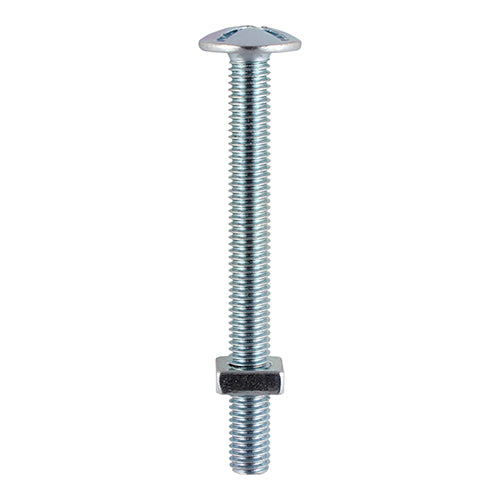 Roofing Bolt & SQ Nut - BZP - M6 x 80 | TIMpac of 4