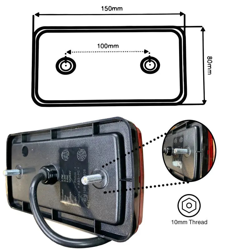 Lamp Rear Trailer 3 in 1 LED 12V/24V