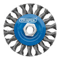 Draper Steel Twist-Knot Flat Wire Wheel Brush 100mm, M14 Draper Tools