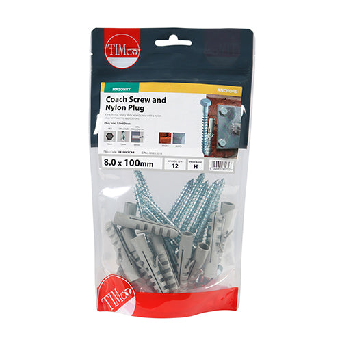 Coach Screw & Nylon Plugs - 8.0 x 100 | TIMpac of 2