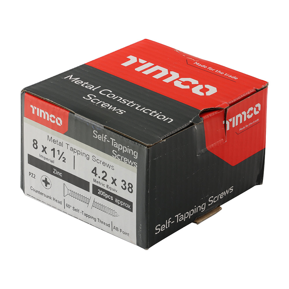 S/Tapping Screw PZ2 CSK Zinc - 8 x 1 1/2 | Box of 200