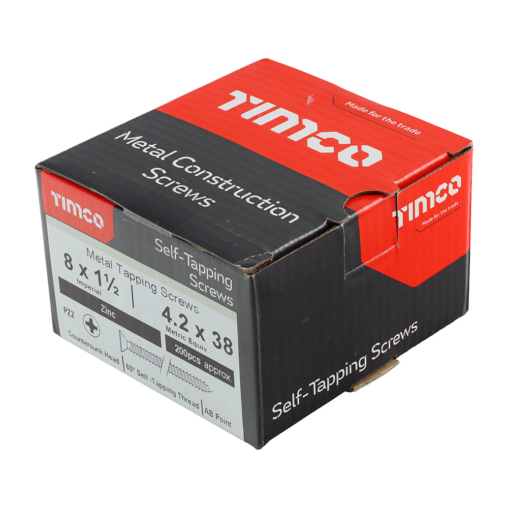 S/Tapping Screw PZ2 PAN Zinc - 8 x 1 1/2 | Box of 200