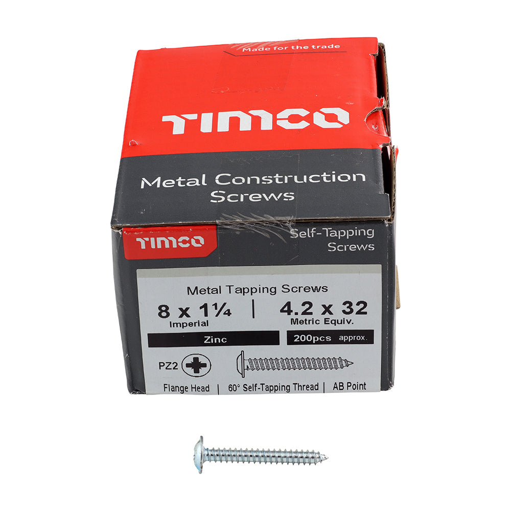 S/Tapping Screw PZ2 FLG Zinc - 8 x 1 1/4 | Box of 200