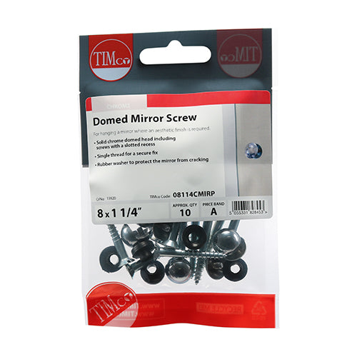 Mirror Screw Dome - Chrome - 8 x 1 1/4 | TIMpac of 10