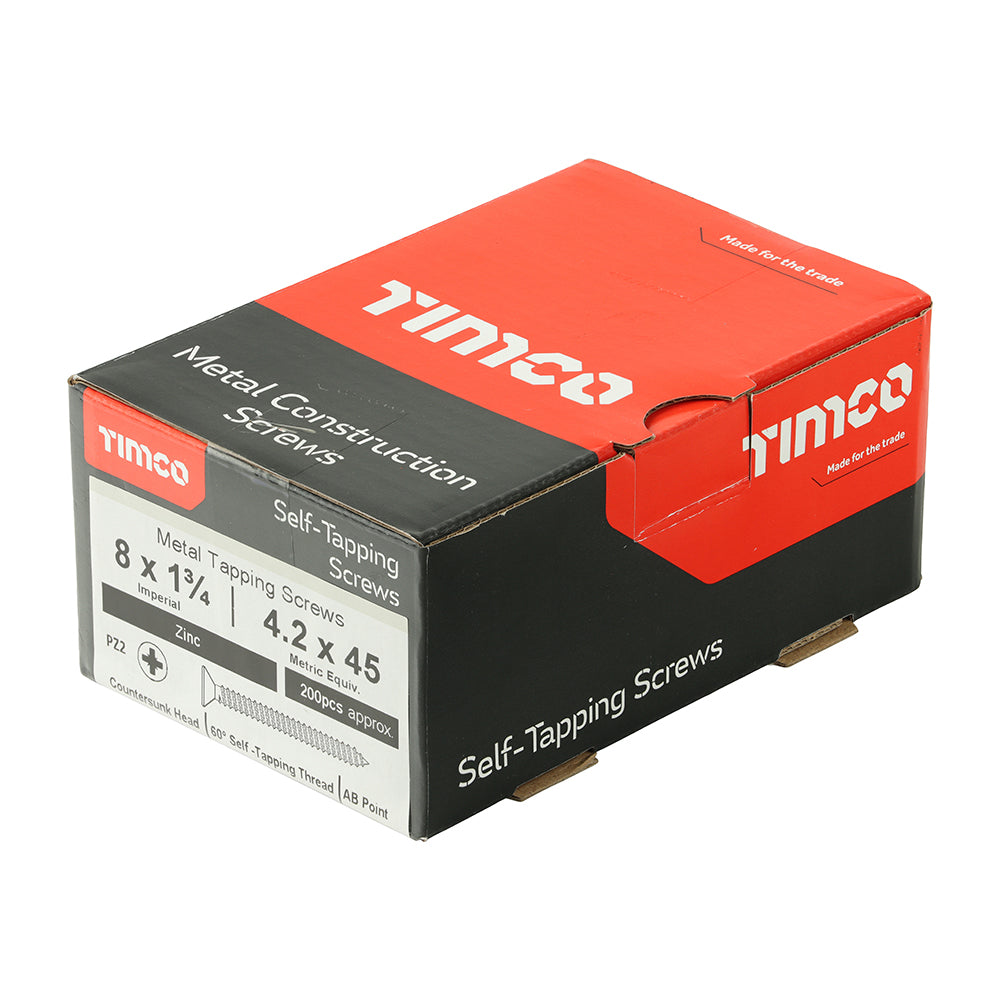 S/Tapping Screw PZ2 CSK Zinc - 8 x 1 3/4 | Box of 200
