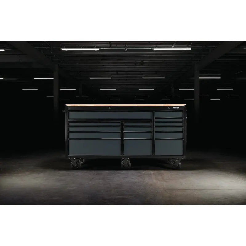 BUNKER® Workbench Roller Tool Cabinet, 15 Drawer, 72", Grey Draper Tools