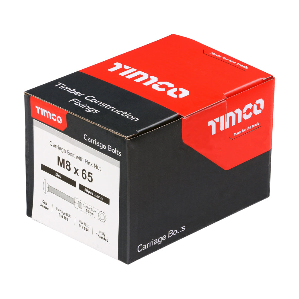 Carriage Bolt & Hex Nut - BZP - Box