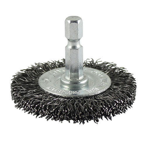 Timco Drill Wheel Brush - Crimped Steel Wire - Diameter mm 100 - Wire Thickness mm 0.3