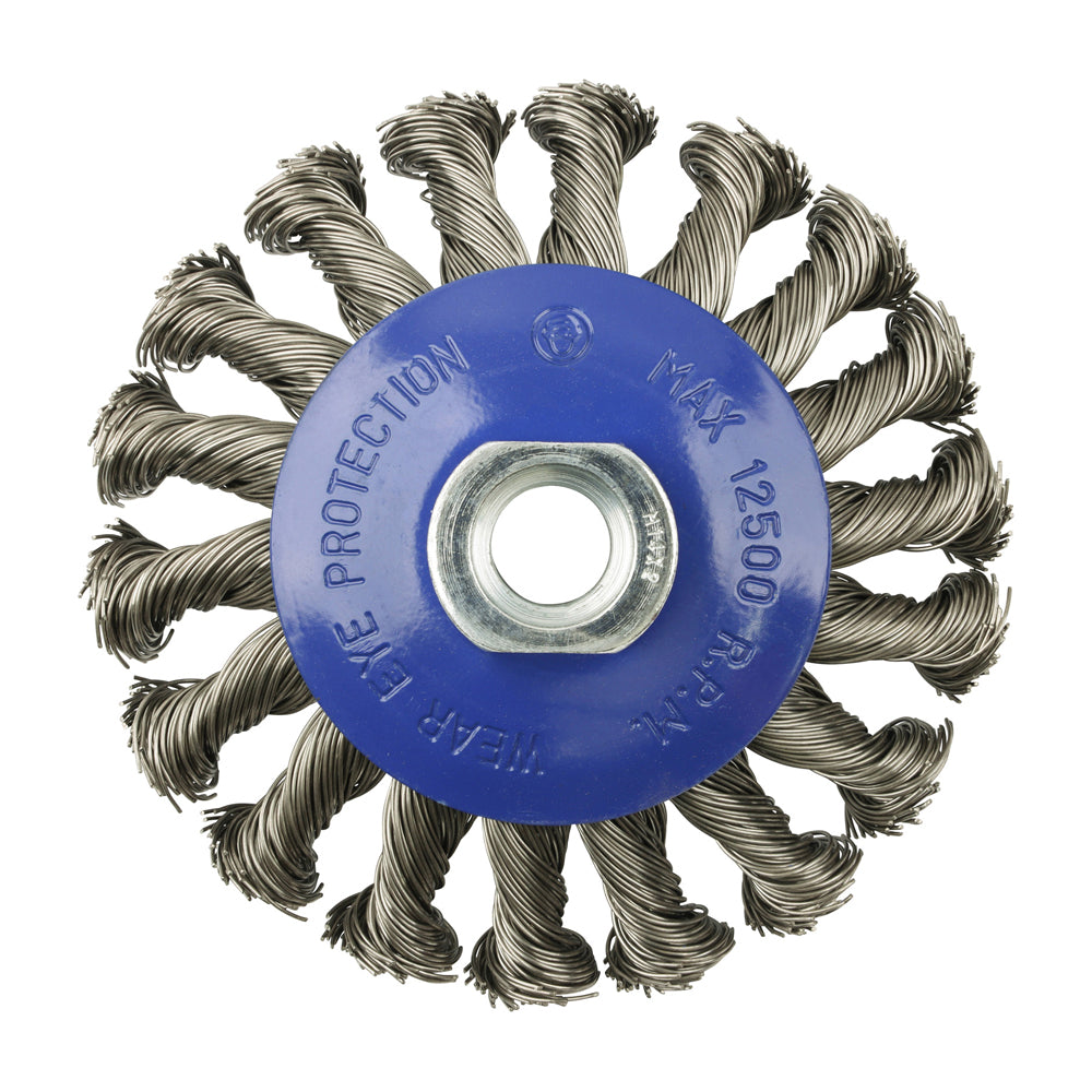 Timco Angle Grinder Bevel Brush - Twisted Knot Stainless Steel - Diameter mm 100 - Wire Thickness mm 0.5