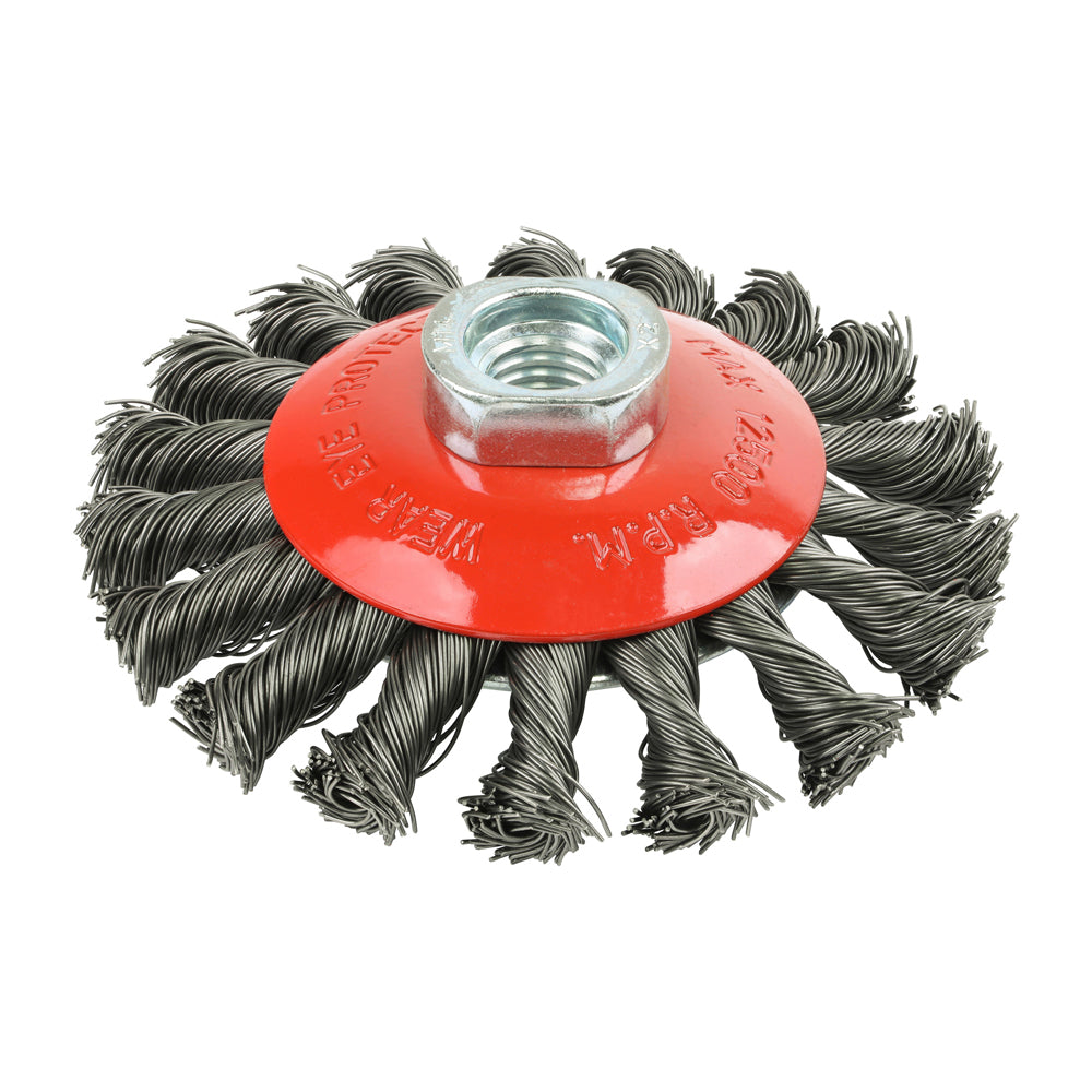 Timco Angle Grinder Bevel Brush - Twisted Knot Steel Wire - Diameter mm 100 - Wire Thickness mm 0.5