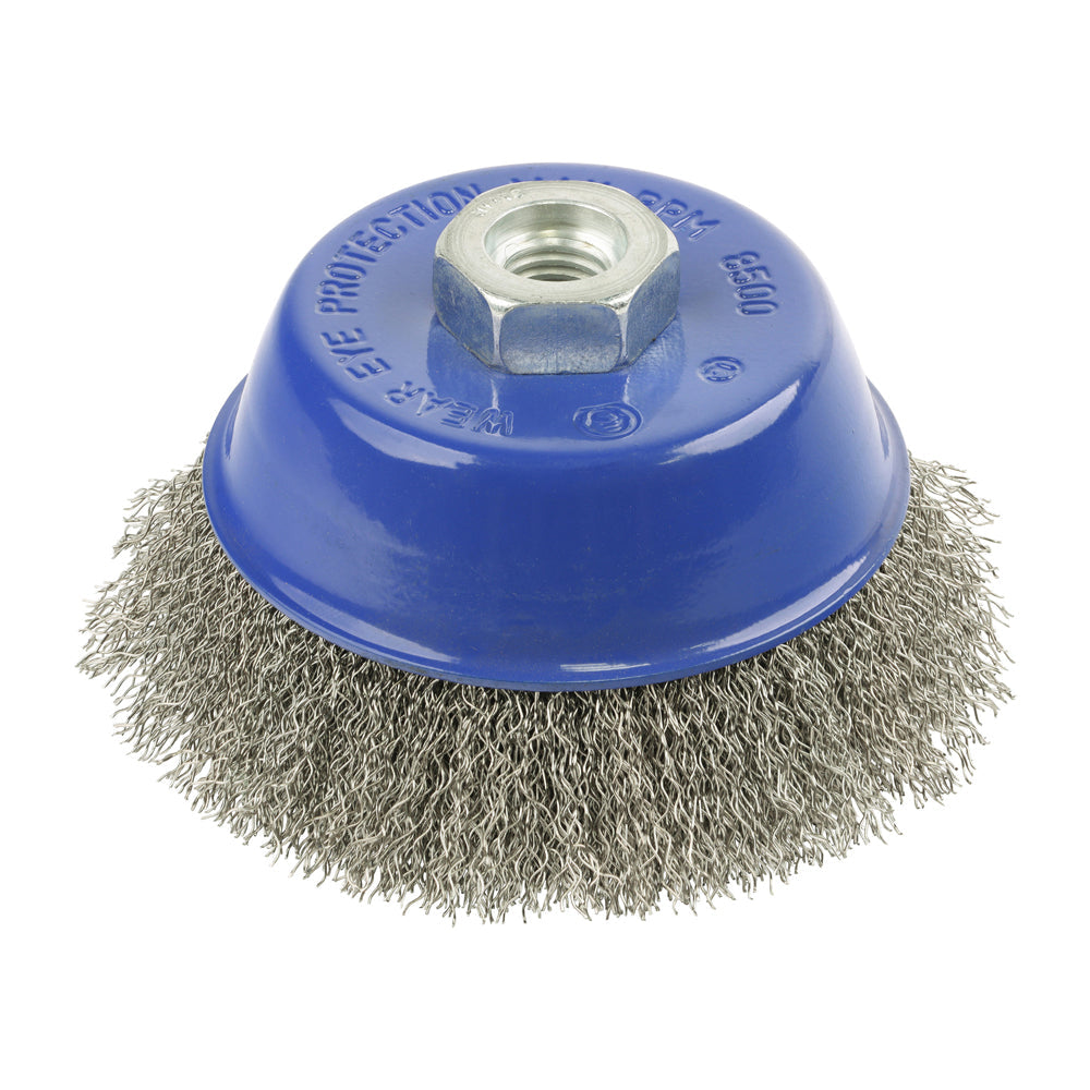 Timco Angle Grinder Cup Brush - Crimped Stainless Steel - Diameter mm 100 - Wire Thickness mm 0.5