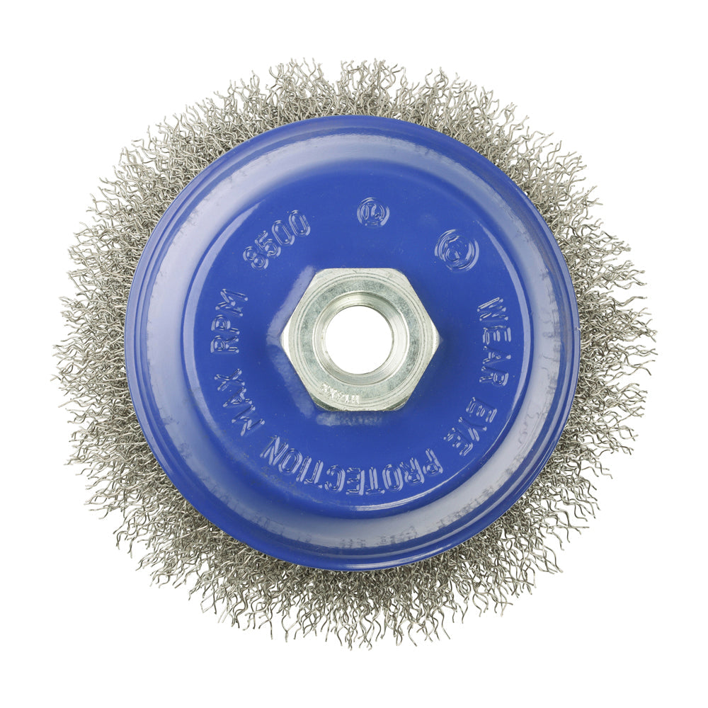 Timco Angle Grinder Cup Brush - Crimped Stainless Steel - Diameter mm 100 - Wire Thickness mm 0.5