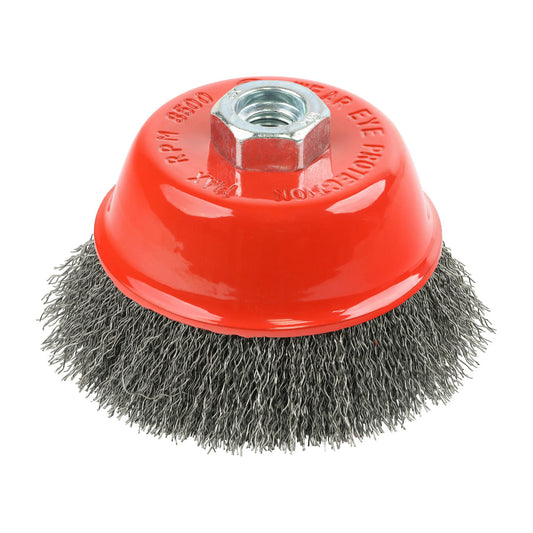 Timco Angle Grinder Cup Brush - Crimped Steel Wire - Diameter mm 100 - Wire Thickness mm 0.3