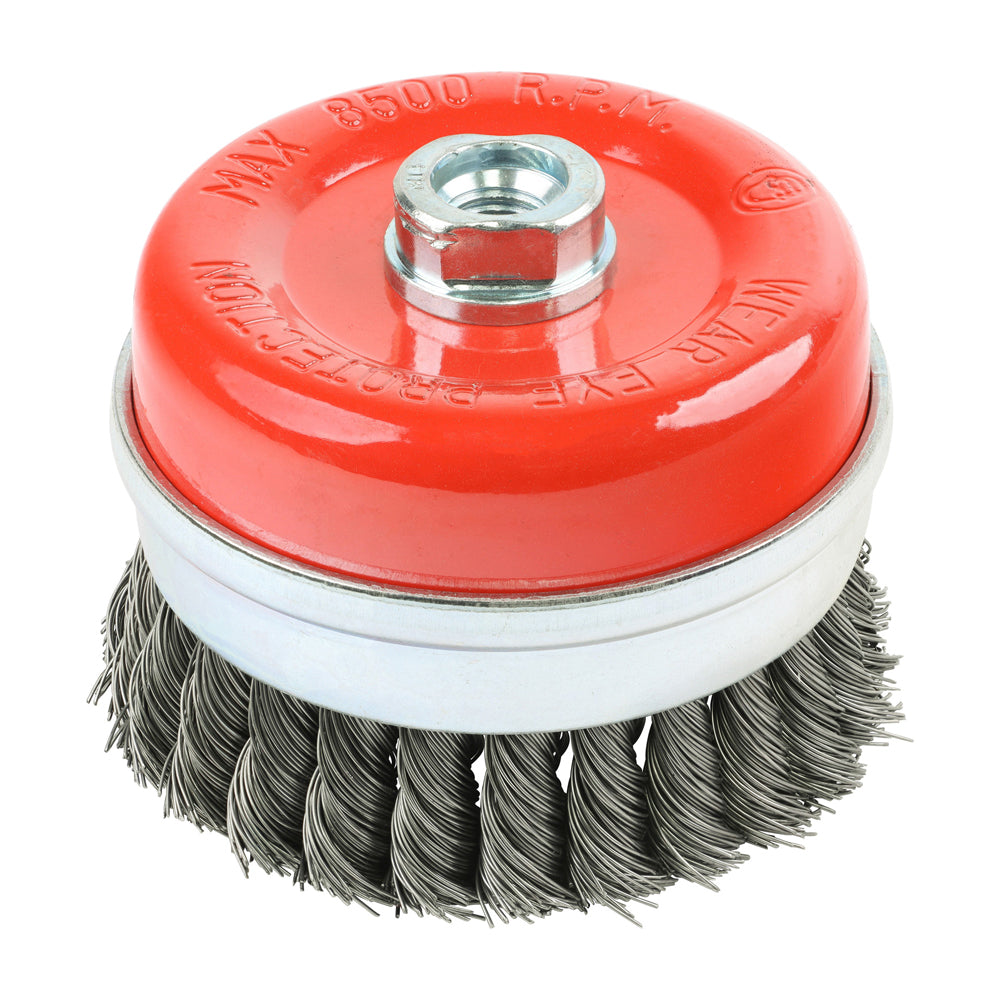 Timco Angle Grinder Cup Brush - Twisted Knot Steel Wire - Diameter mm 100 - Wire Thickness mm 0.5