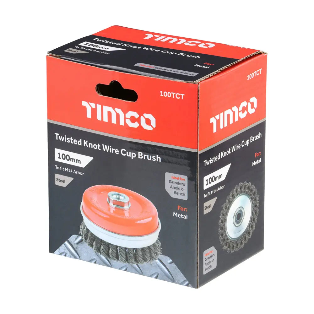 Timco Angle Grinder Cup Brush - Twisted Knot Steel Wire | 100mm Timco