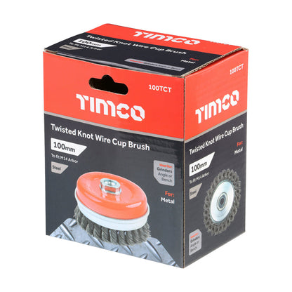 Timco Angle Grinder Cup Brush - Twisted Knot Steel Wire - Diameter mm 100 - Wire Thickness mm 0.5