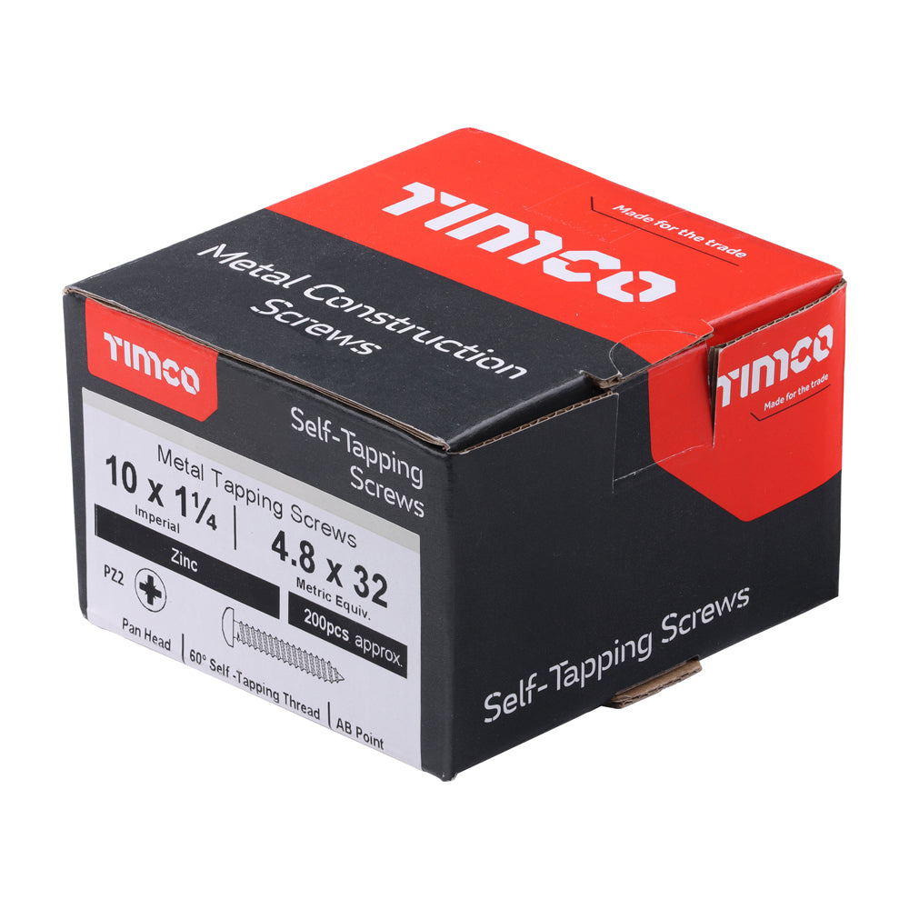 S/Tapping Screw PZ2 PAN Zinc - 10 x 1 1/4 | Box of 200