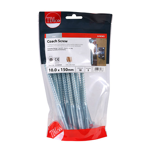 Coach Screw DIN 571 - BZP - 10.0 x 150 | TIMpac of 2