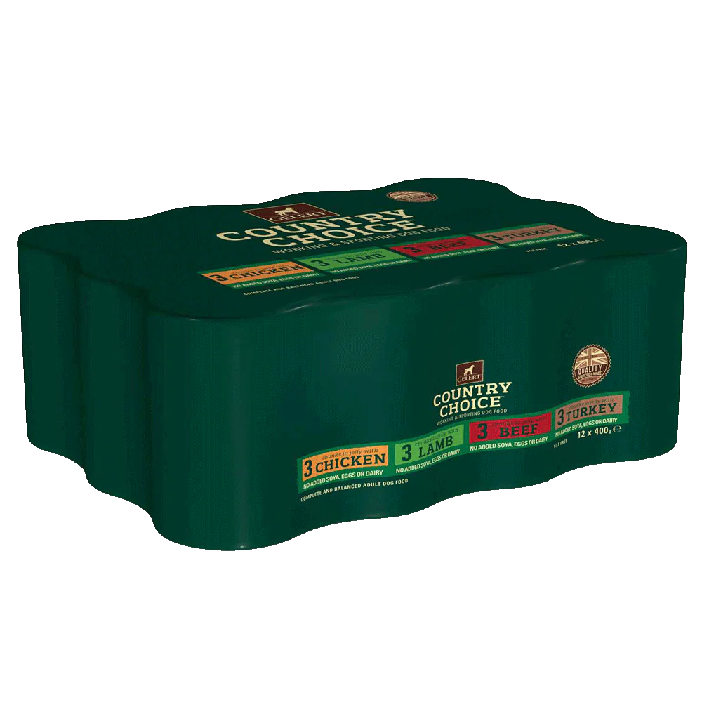 Gelert Country Choice Working Dog Variety Pack - 12 x 400g Gelert