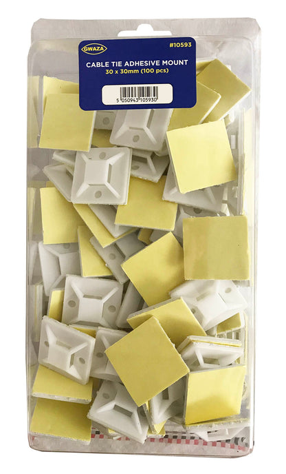 Cable Tie Adhesive Mount 30x30mm Nylon (100pcs)